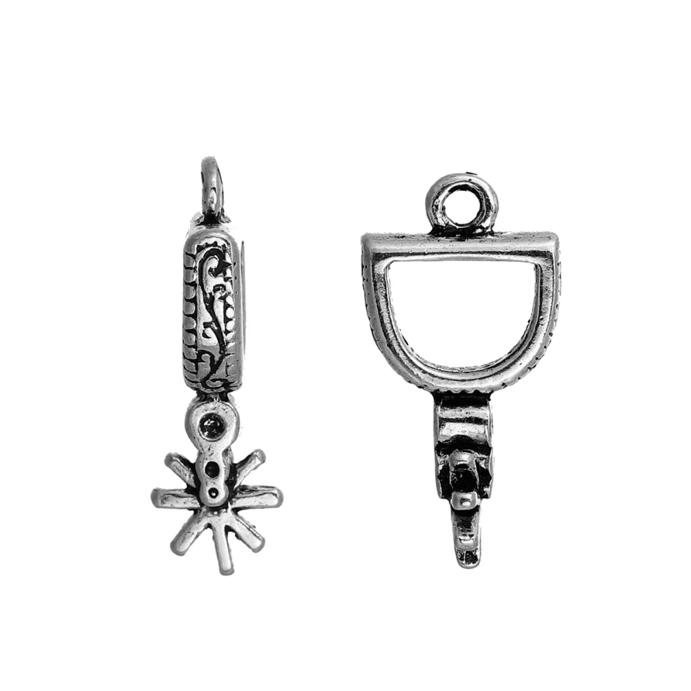 

DoreenBeads Zinc Based Alloy Cowboy Spur Charms Antique Silver Color 23mm( 7/8") x 12mm( 4/8"), 20 PCs