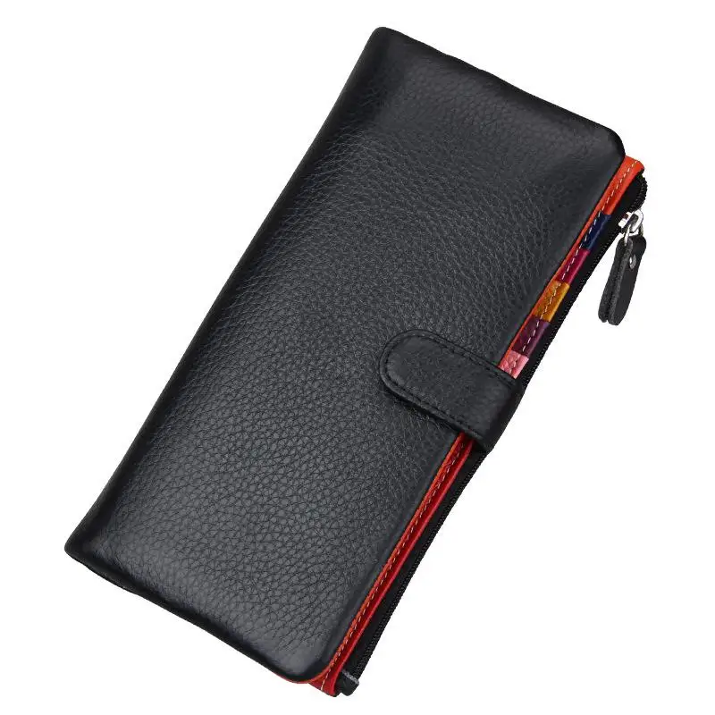 

Women Candy Colored Cowhide Leather Wallets Lady Multi Card Holder Purse Patchwork Hand Wallet Genuine Lether Clutch