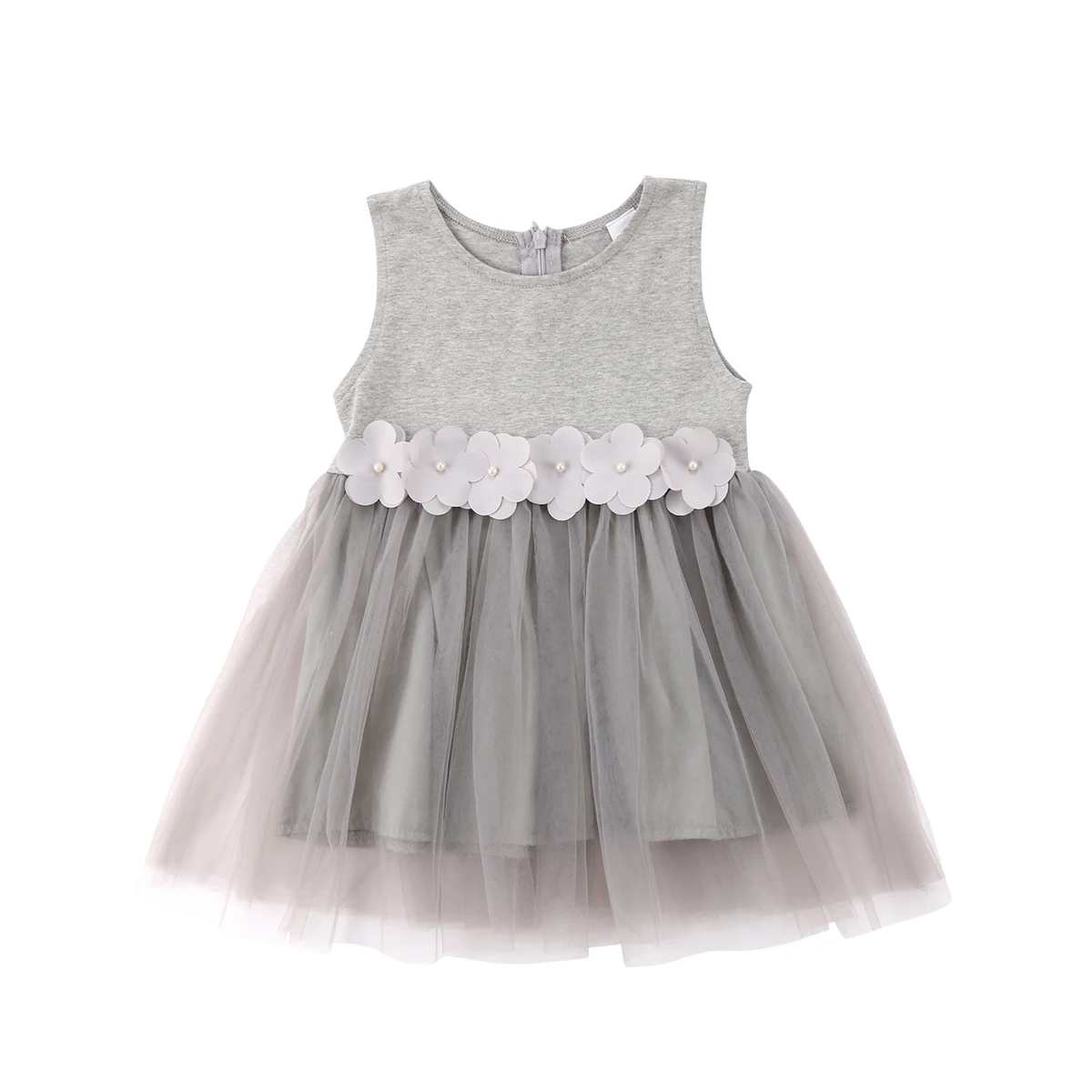 

Flower Kid Baby Girls Dress 2018 New Floral Princess Tulle Dress For Girls Party Wedding Bridesmaid Formal Tutu Dresses Gray