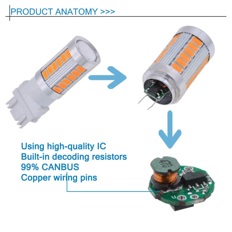 Katur 2 шт. T25 3157 светодиодный лампы для автомобилей стоп-сигнал/стоп-сигнал Янтарный/оранжевый освещение белый красный синий 5630 33SMD светодиодный двойной контакт