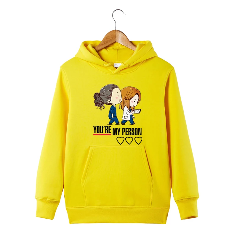 С принтом «You are my человек толстовка GREYS Anatomy Толстовка sweattershirt GREYS Anatomy подарки Мерч Modis Толстовка - Цвет: Цвет: желтый