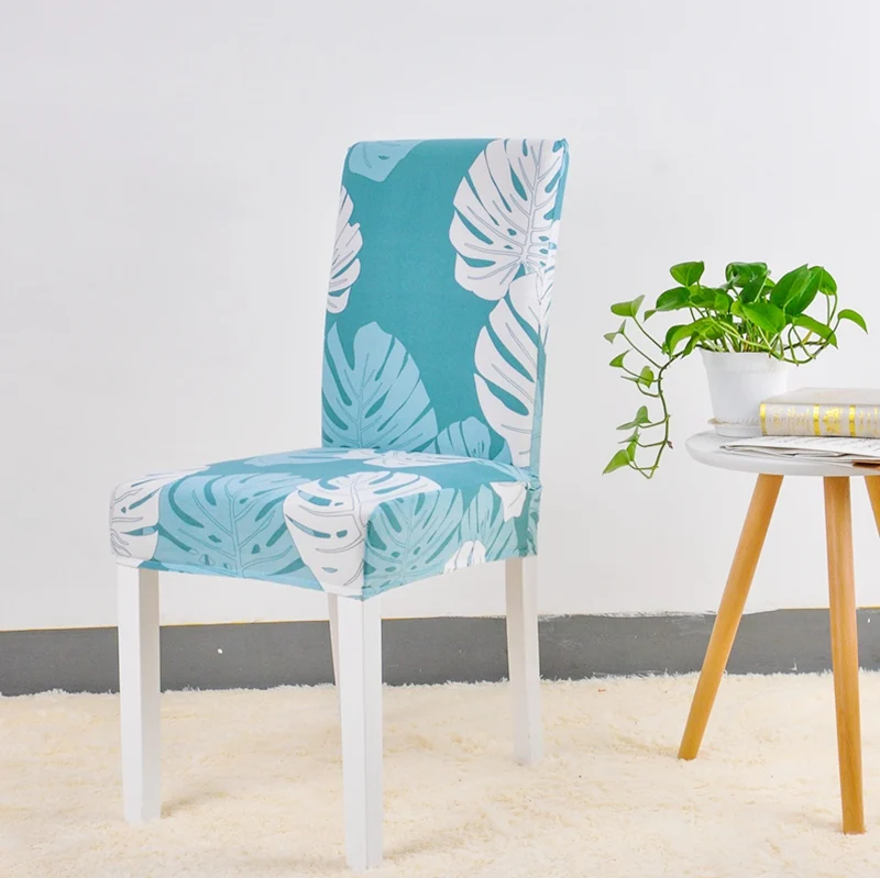 Геометрические красочные чехлы на стулья с принтом, эластичные чехлы на стулья, анти-грязные украшения для столовой, свадебные чехлы на стулья - Цвет: Baby Blue