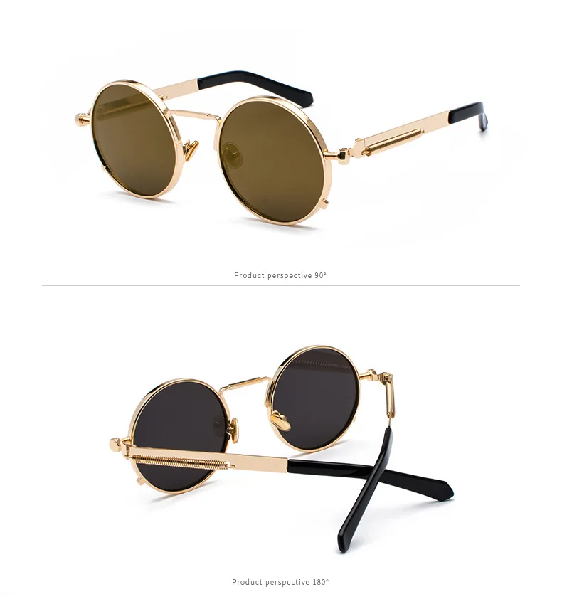 ZUCZUG дизайн панк круглые мужские Солнцезащитные очки женские металлические весенние стимпанк маленькие солнцезащитные очки мужские очки с покрытием UV400