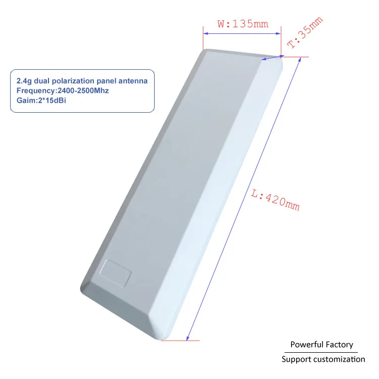 

Hot Sale 2400-2500Mhz Wall Mount 15dBi Outdoor dual polarization 2.4g Wifi panel antenna 1pcs