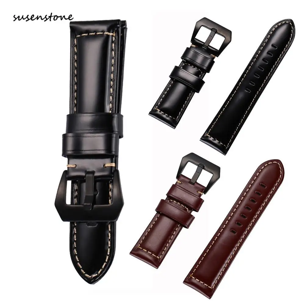 

High Quality Smart Watch Strap Calf Leather Padded Replacement Watch Band Buckle Wrist Band Strap 20 MM 22MM 24MM 26MM /PT