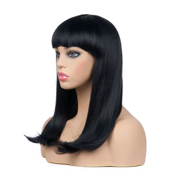 

2019 New Arrival Bob 3 Color Straight Synthetic Hair Lace Front Wig With Bangs Nice Bob Wigs