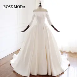 Розовое Moda винтажное свадебное платье 2019 с открытыми плечами Принцесса Свадебные платья с длинным рукавом реальные фотографии