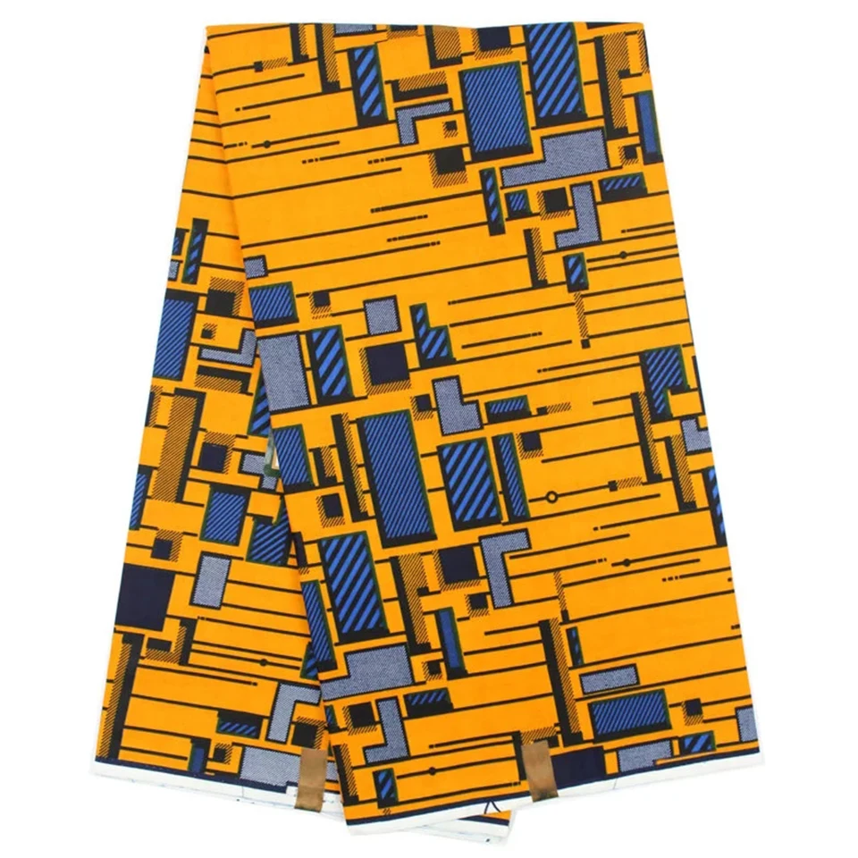 Buy YBGHA 1 yellow African Print Block Wax Cotton