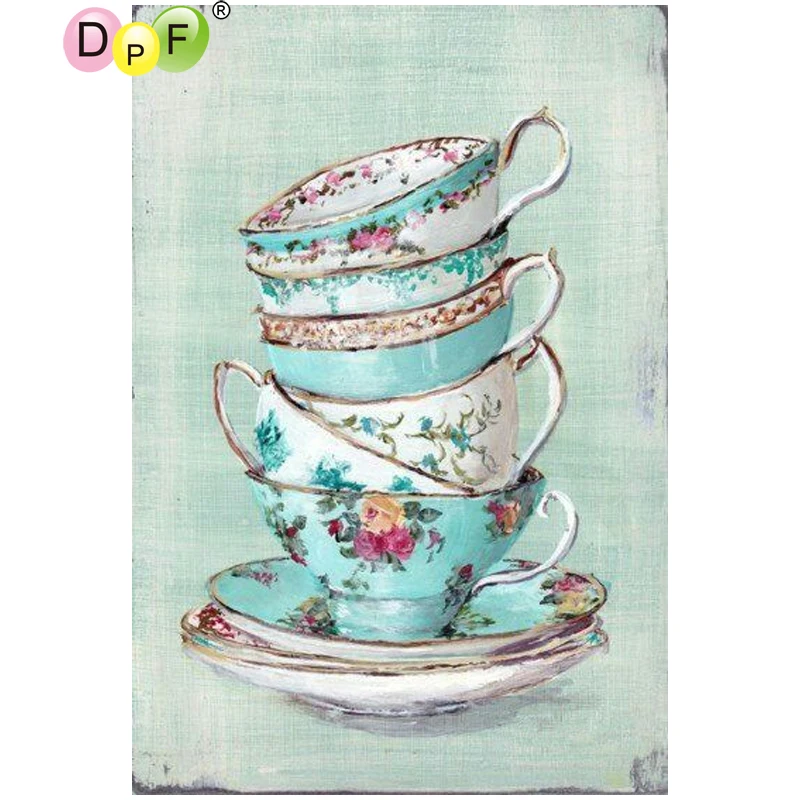 

DPF DIY Cups and plates 5D diamond embroidery home decor diamond mosaic square diamond painting cross stitch crafts