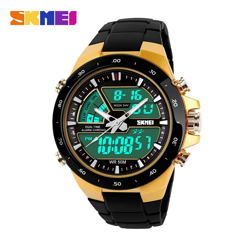  SKMEI Quartz-Watches Mens Sports Relojes Male Clock 5ATM Fashion Digital-Watch Military Multifuncti
