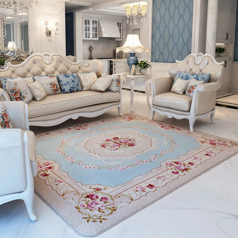 Rustic Style Living Room Floral Carpet Bedroom Decor Anti-Slip Carpet Home Interior Rug Super Soft Coral Fleece Floral Carpets
