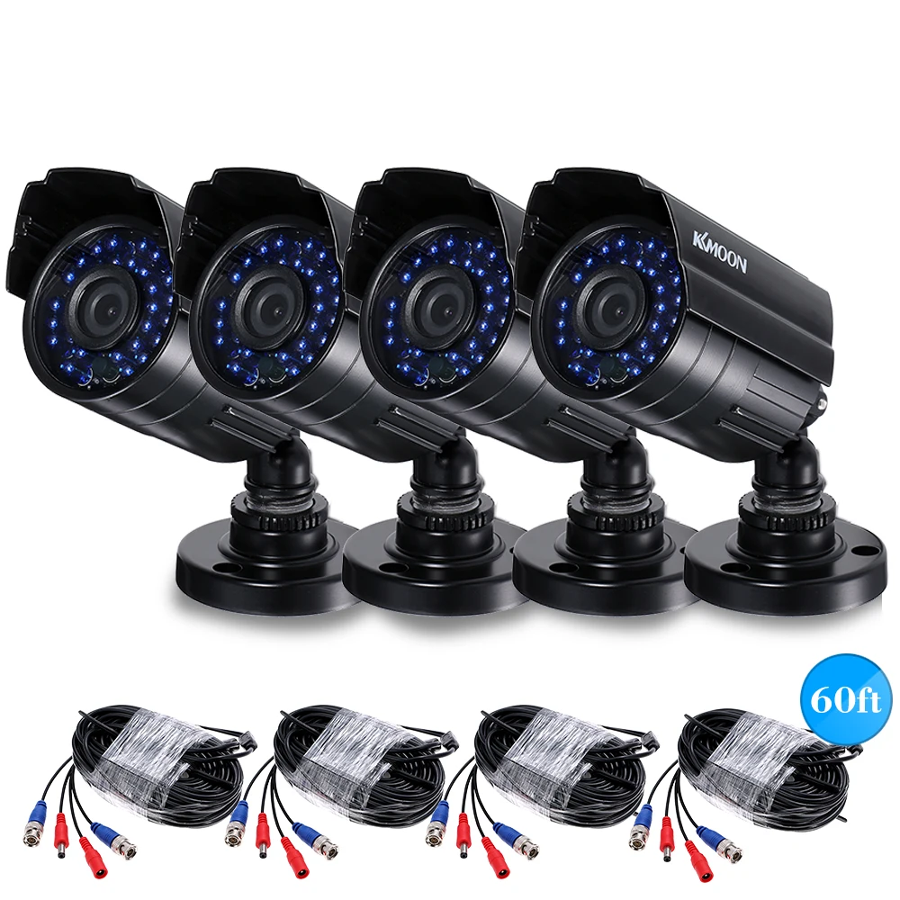 KKmoon 4PCS 1080P 2000TVL AHD Waterproof CCTV Camera Kit IR CUT 30pcs