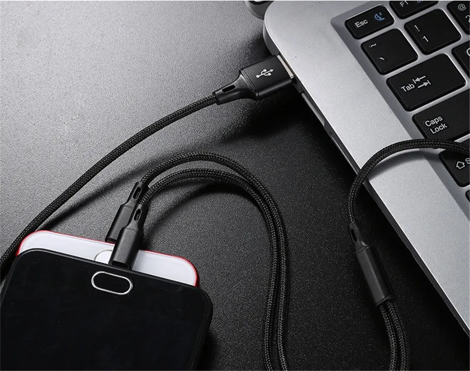 NOHON нейлон 3 в 1 Micro usb type-C зарядное устройство кабели для samsung Xiaomi освещение зарядный кабель 8 Pin для iPhone 7 8 6S Plus X XS