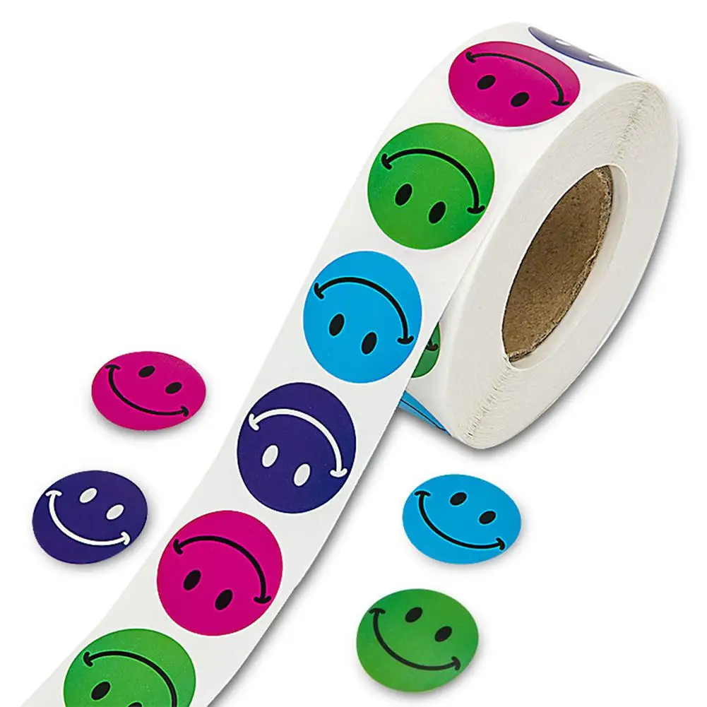 New 500Pcs Smiley Face Stickers Removable Colorful Happy Face Stickers Perfect Teachers Stickers for Class Party Reward