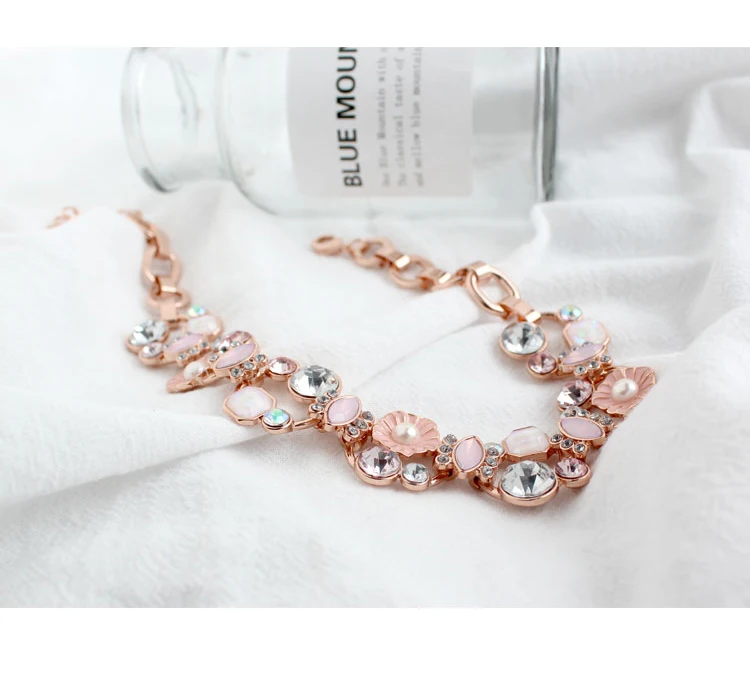 R197 BigBing Модная бижутерия розовый Золотой Кристалл цветок полые ожерелье-чокер ювелирные изделия Высокое качество без никеля