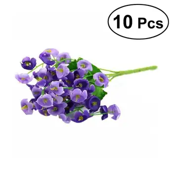 

10pcs Artificial Flowers Simulation Campanula Plants Fake Decorative Bouquet for Home Office and Party Decorations