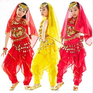 

Free-shipping nice fully hand-made sew Kids Belly Dance Costume sexy children Dancing clothes Set