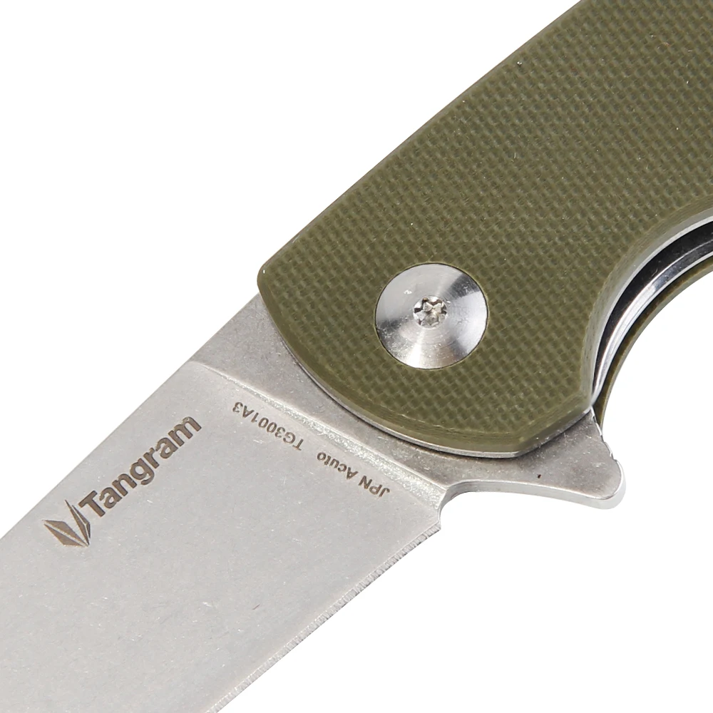 TANGRAM Folding Knife Tactical Knife Survival 440C Steel Knife Outdoor Flipper Knife for Hunting Camping Tools