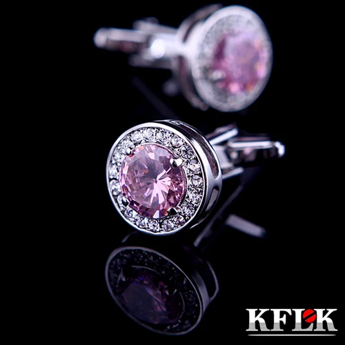 KFLK Luxury shirt cufflink for Unisex Brand cuff buttons link High Quality Pink Crystal gemelos abotoaduras Jewelry | Украшения и