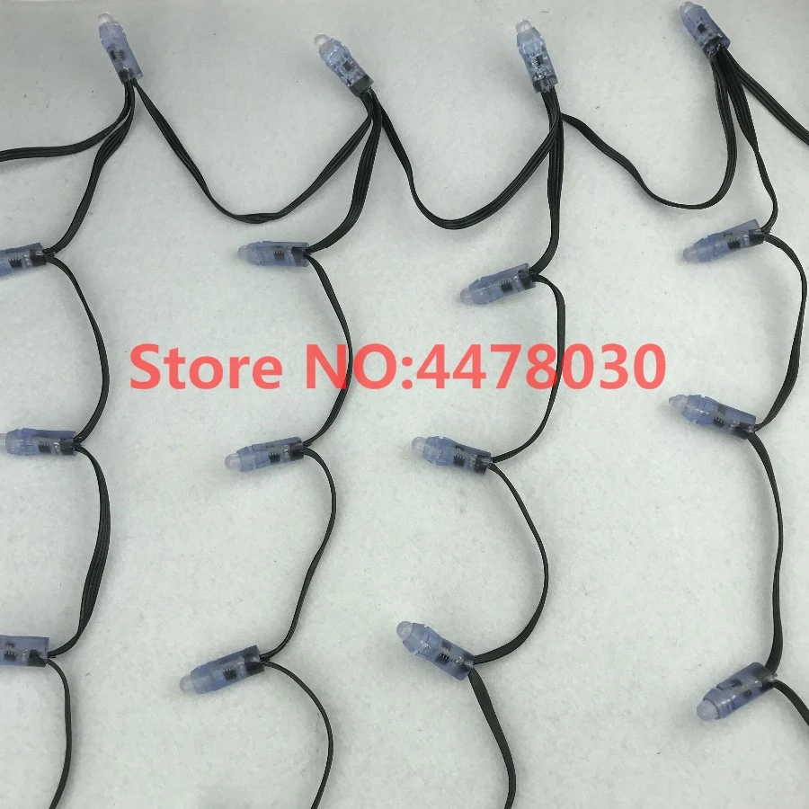 

50 pixel stake nodes (from Peace family),DC12V 12mm WS2811,5 pixel node per cluster,10 clusters,3 foot spacing,all black wire