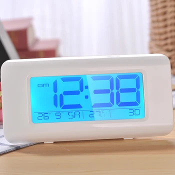 

Digital Clock Calendar Temperature Display Backlight Desktop Alarm Clock Snooze Mute Character Bedroom Electronic