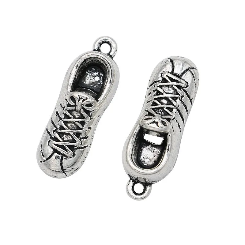 8pcs Antique Silver Plated Zinc Alloy Running Shoes Charms Pendants for