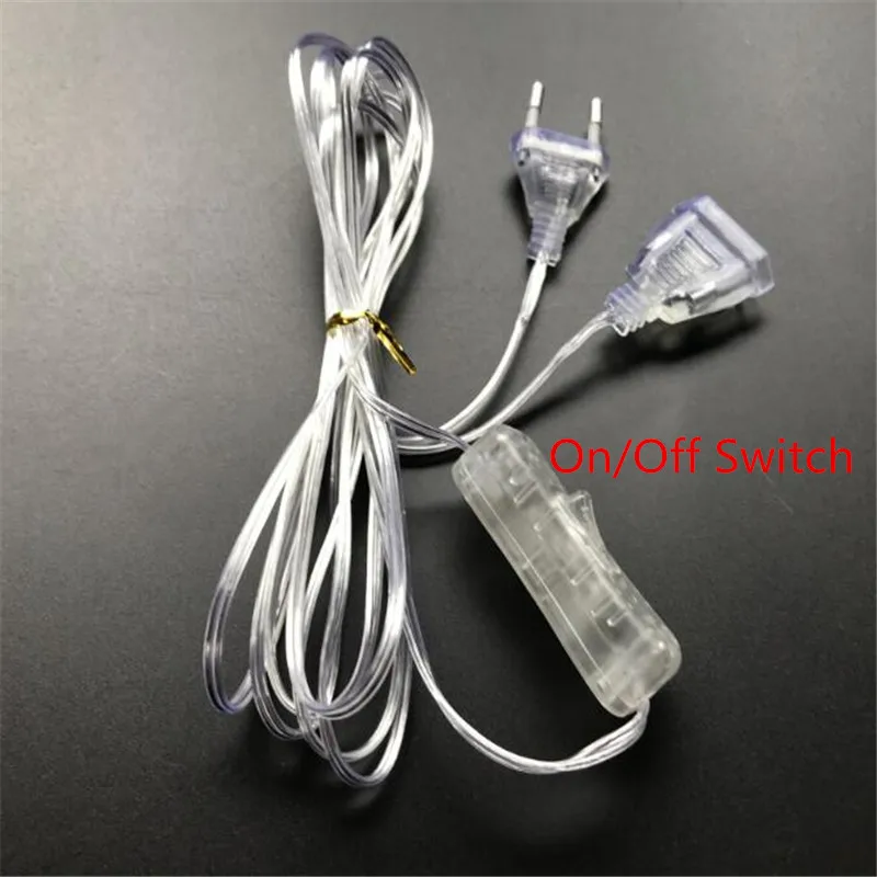Permalink to 3M Extender Transparent Wire EU/US plug  with on/off  Switch for LED String Christmas Lights  Home Garland Party Decoration