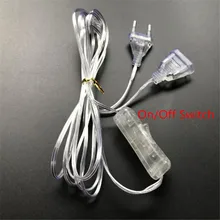3M Extender Transparent Wire EU/US plug  with on/off  Switch for LED String Christmas Lights  Home Garland Party Decoration