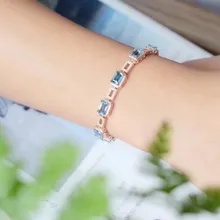 Отличающаяся хорошей устойчивостью Натуральный 5*7 мм синий браслеты с топазами s925 стерлингового серебра классические ювелирные украшения для женщин вечерние природным драгоценным камнем