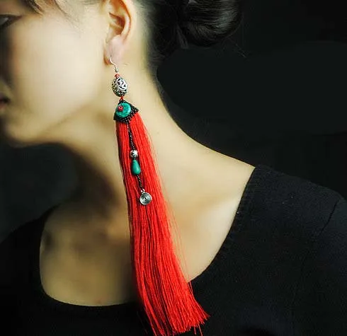 Длинные серьги подвески с бахромой в этническом стиле|jewelry supplier|jewelry display earringsjewelry