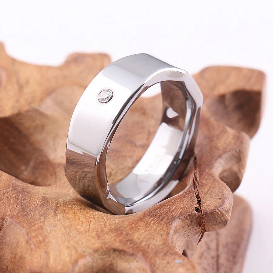 Lovers Wedding Ring Sets Tungsten Steel Never Fade Inlay Shiny CZ