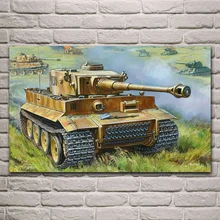 Танковая битва художественное произведение VI Tiger I Ausf E T-34 советская Тяжелая майка для гостиной домашний настенный художественный Декор деревянная рамка тканевые плакаты EX572