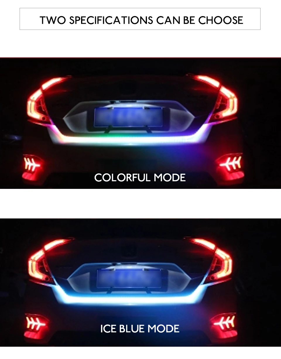 LED 12V Car Trunk Rear Tail Light Tailgate RGB Strip Lighting Dynamic Streamer Brake Turn Signal Reverse Lamp Leds Warning Light (4)