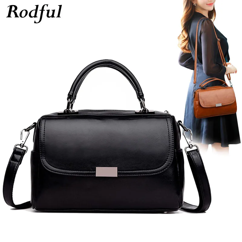 

Rodful retro vintage handbags women's genuine leather ladies hand bags for women satchel black brown messenger shoulder bag tote