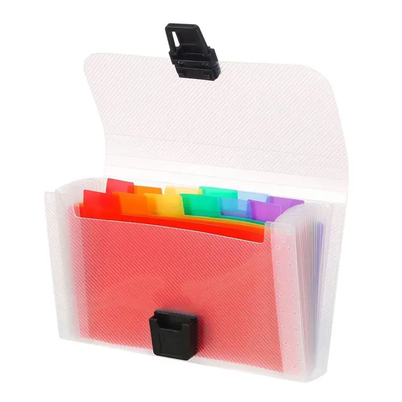 4 Pack Mini Document File A6 7.1 x 4.45 x 1.1 Inch Rainbow Expanding Folder 13 Pocket File Organizer 12 Labels Index