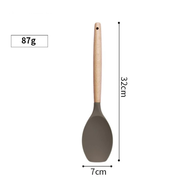 Силиконовые кухонные принадлежности гаджеты с деревянной ручкой кухонные инструменты набор кухонных принадлежностей лопатка Черпак ложка домашние кухонные инструменты W1