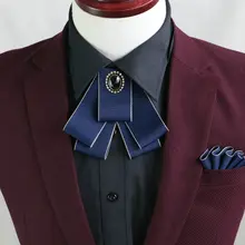 Для мужчин Роскошные офисные Свадебная вечеринка Club рубашка с воротником галстук Интимные аксессуары модные Многослойные Британский Украшенные стразами бантом Галстуки