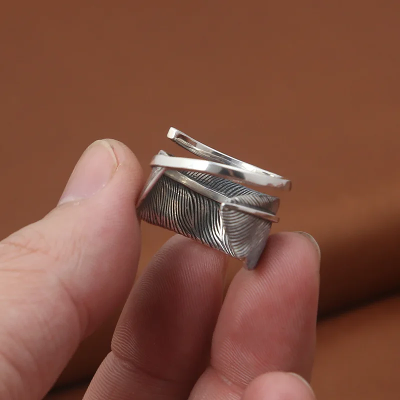 S925 Sterling Gioielli In Argento Retrò Thai Anelli D'Argento Degli Uomini Takahashi Goro Piuma Open Ended Anelli