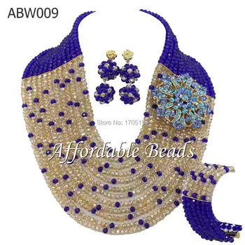 

Royal blue and Gold African Beads Jewelry Set Fashion African Beads Set ABW009
