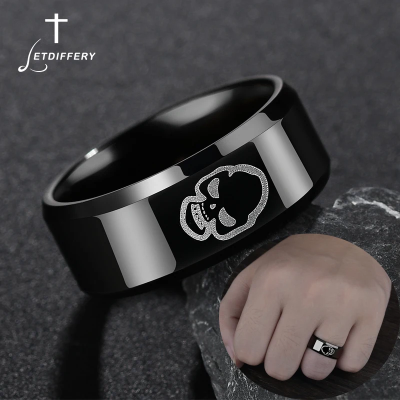 

Letdiffery Stainless Steel Alien Skull Ring for Men Grim Reaper Skull Biker rings For Men Gift Bijoux