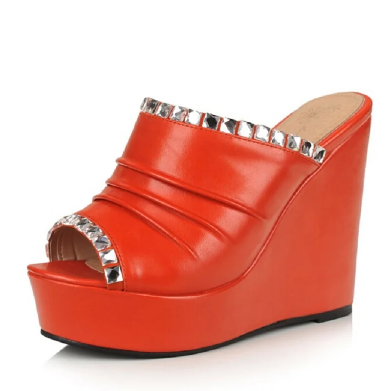 orange platform flip flops