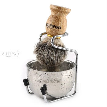 

Anbbas Badger Hair Shaving Brush + Stainless Steel Shave Brush Stand and Bowl