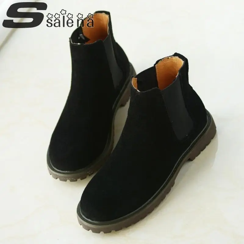 

Women Ankle Boots Female Shoes 100% Nubuck Cowhide Outdoor Boots Flat Heel Genuine Leather Shoes B532