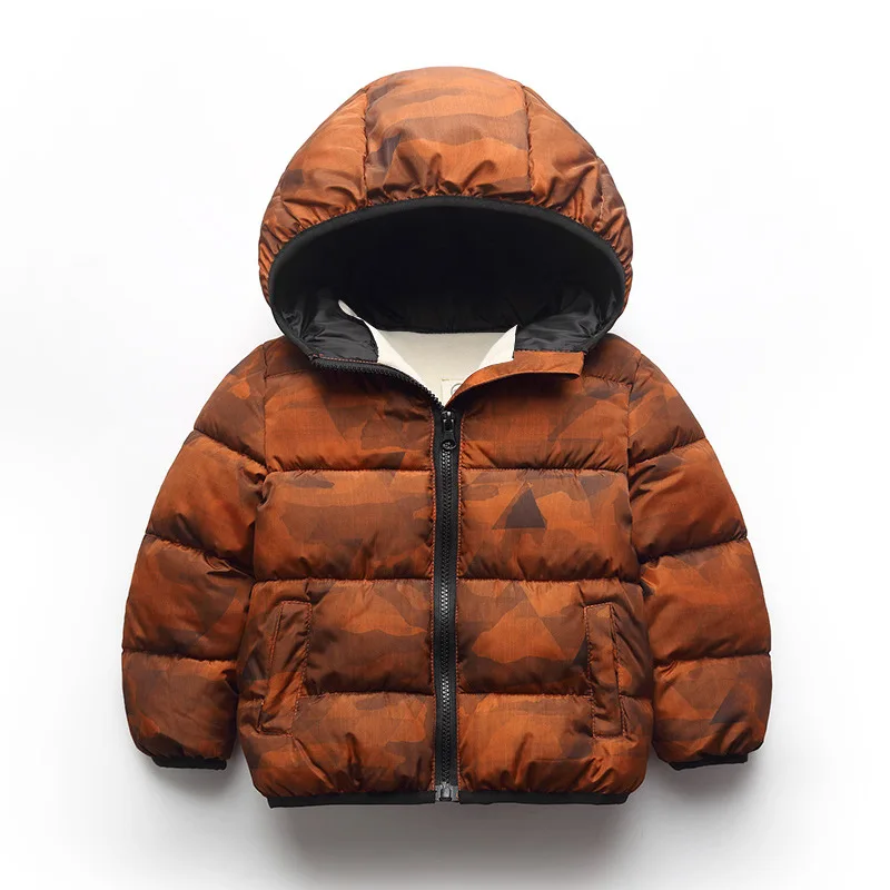 

Children clothing boy girl down winter jacket hooded plus velvet cotton long-sleeved zipper coat new kids clothes casual warm