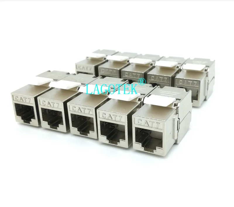 

10PCS/lot RJ45 Keystone Cat7 Cat6A Shielded FTP Zinc Alloy Module 10GB Network Keystone Jack Connector Adapter cat7 rj45