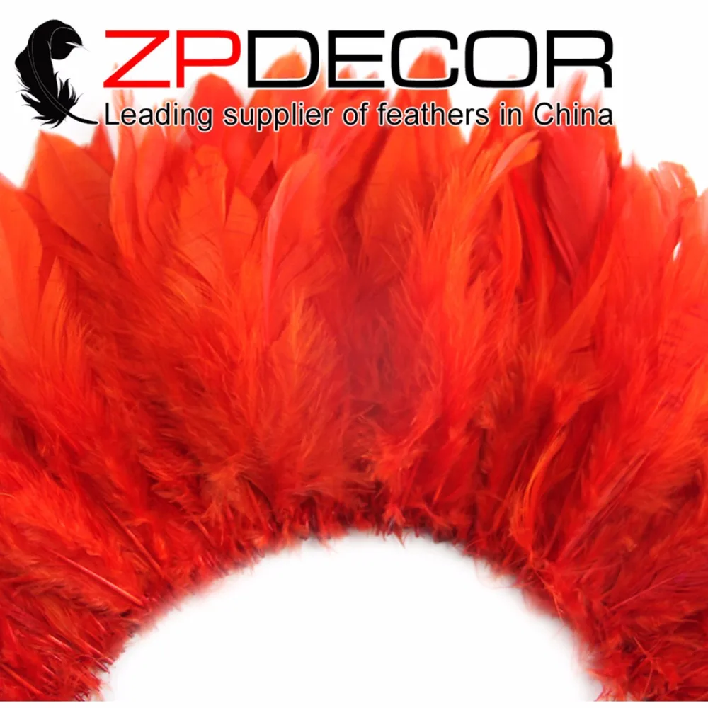 

ZPDECOR 700-800 pcs/lot 6-8inch Beautiful Pattern Dyed Watermelom Rooster Strung Schlappen Feathers For Fashion Show