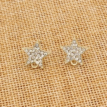

10pcs Full Rhinestone Star Stud Earrings Jewelry Findings DIY Charms With One Hole Dangle Earring Eardrops Accessories AC307