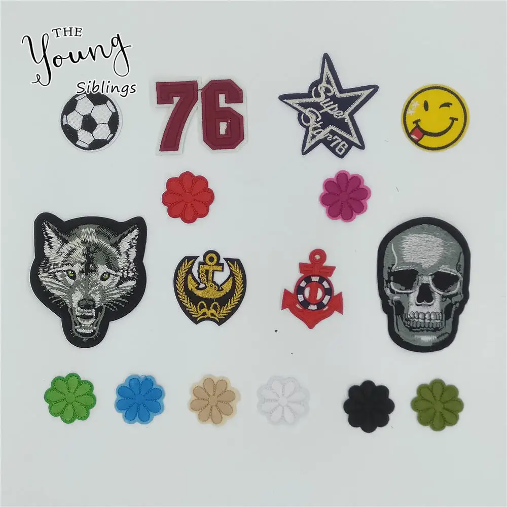 

High quality Multicoloured Flower Hot melt adhesive Patch Applique Embroidery DIY Badges Iron on patch Decoration Accessories
