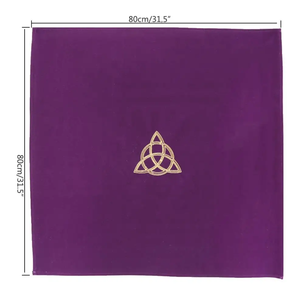 

80×80cm Velvet Tarot Tablecloth Altar Wicca Pentacle Sun Embroidery Board Game