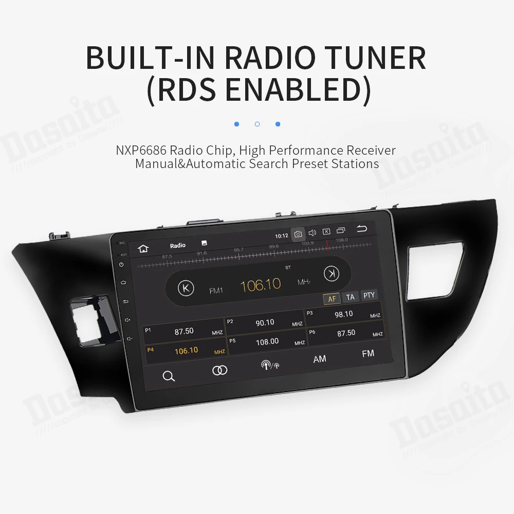 Perfect 1 din 10.2" IPS Android 9.0 multimedia player for Toyota Corolla 2014 2015 2016 Stereo with 8-Core 4Gb+32Gb built-in GPS WIFI 9